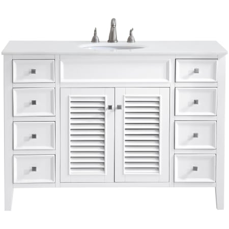 Elegant Lighting Cape Cod 48" Free Standing Single Basin Vanity Set with Cabinet and Quartz Vanity Top Antique White