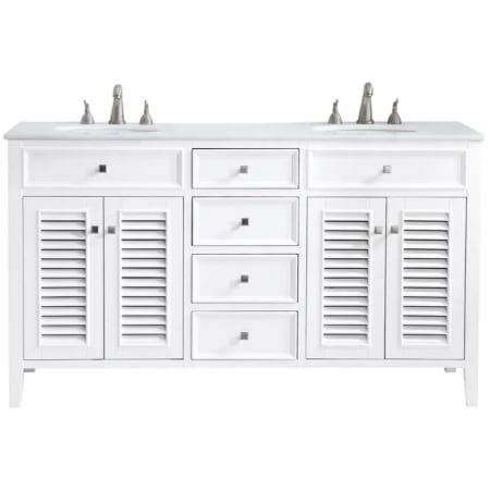 Elegant Lighting Cape Cod 60" Free Standing Double Basin Vanity Set with Cabinet and Quartz Vanity Top Antique White