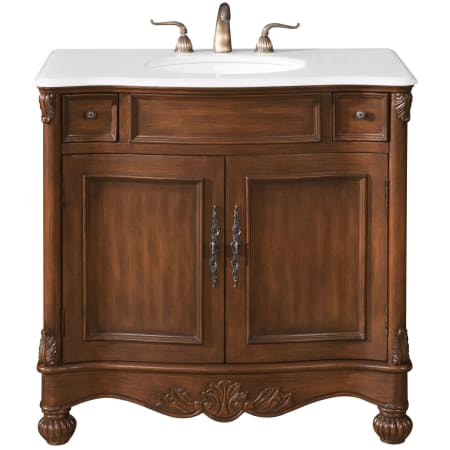 Elegant Lighting Windsor 36" Free Standing Single Basin Vanity Set with Cabinet and Quartz Vanity Top Brown