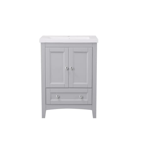 Elegant Lighting Saturn 24" Free Standing Single Basin Vanity Set with Cabinet and Resin Vanity Top Medium Grey