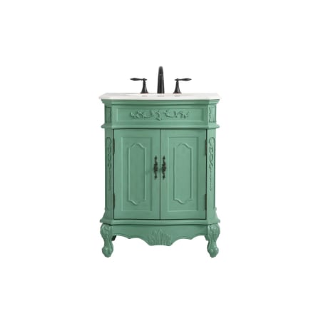 Elegant Lighting Danville 27" Free Standing Single Basin Vanity Set with Cabinet and Marble Vanity Top Vintage Mint