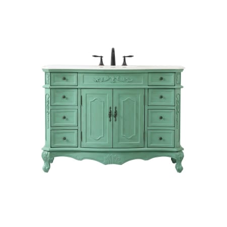 Elegant Lighting Danville 48" Free Standing Single Basin Vanity Set with Cabinet and Marble Vanity Top Vintage Mint