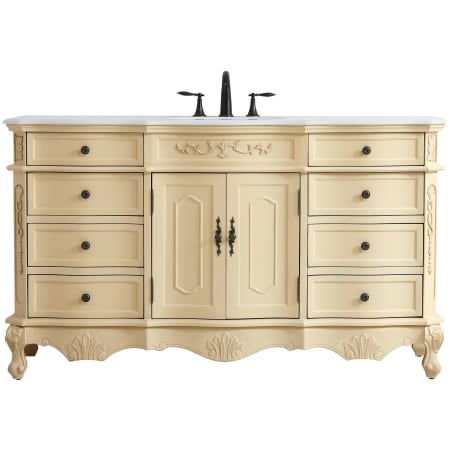 Elegant Lighting Danville 60" Free Standing Single Basin Vanity Set with Cabinet and Quartz Vanity Top Light Antique Beige