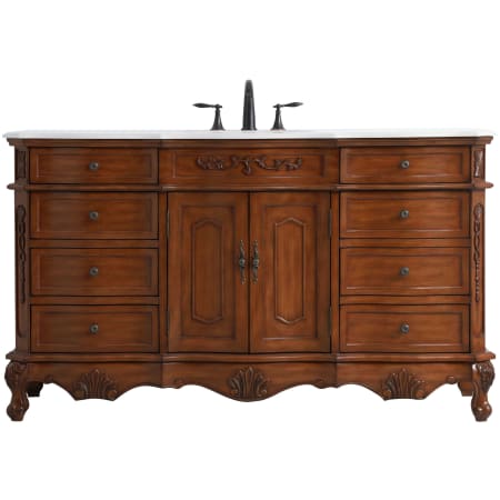 Elegant Lighting Danville 60" Free Standing Single Basin Vanity Set with Cabinet and Quartz Vanity Top Teak