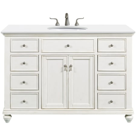 Elegant Lighting Otto 48" Free Standing Single Basin Vanity Set with Cabinet and Engineered Marble Vanity Top Antique White