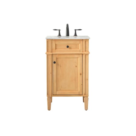 Elegant Lighting Park Avenue 20" Free Standing Single Basin Vanity Set with Cabinet and Marble Vanity Top Natural Wood