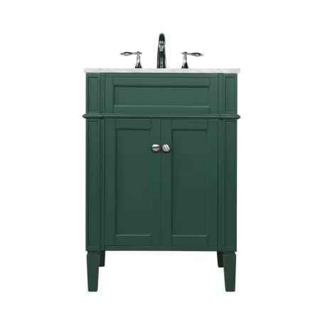 Elegant Lighting Park Avenue 24" Free Standing Single Basin Vanity Set with Cabinet and Marble Vanity Top Green