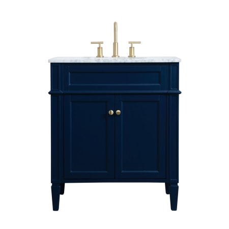Elegant Lighting Park Avenue 30" Free Standing Single Basin Vanity Set with Cabinet and Marble Vanity Top Blue