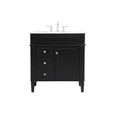 Elegant Lighting Park Avenue 32" Free Standing Single Basin Vanity Set with Cabinet and Marble Vanity Top Black