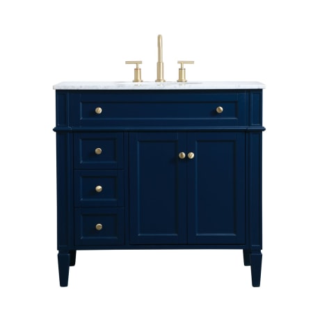 Elegant Lighting Park Avenue 36" Free Standing Single Basin Vanity Set with Cabinet and Marble Vanity Top Blue