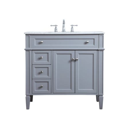 Elegant Lighting Park Avenue 36" Free Standing Single Basin Vanity Set with Cabinet and Marble Vanity Top Grey