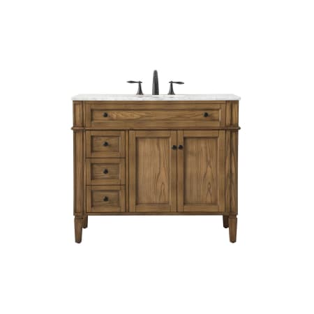 Elegant Lighting Park Avenue 40" Free Standing Single Basin Vanity Set with Cabinet and Marble Vanity Top Driftwood