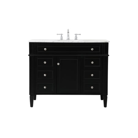 Elegant Lighting Park Avenue 42" Free Standing Single Basin Vanity Set with Cabinet and Marble Vanity Top Black