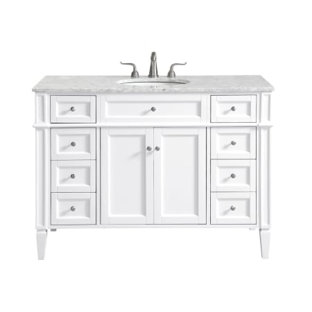 Elegant Lighting Park Avenue 48" Free Standing Single Basin Vanity Set with Cabinet and Marble Vanity Top White