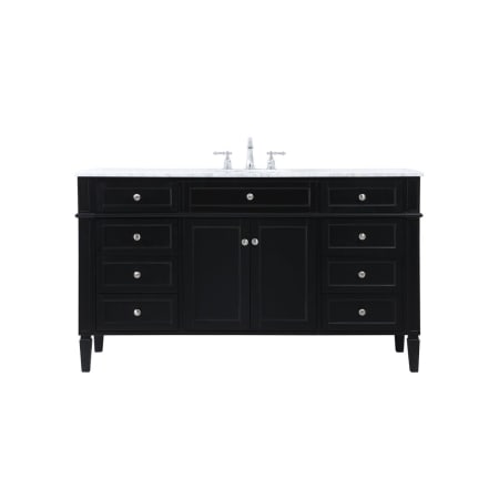 Elegant Lighting Park Avenue 60" Free Standing Single Basin Vanity Set with Cabinet and Marble Vanity Top Black