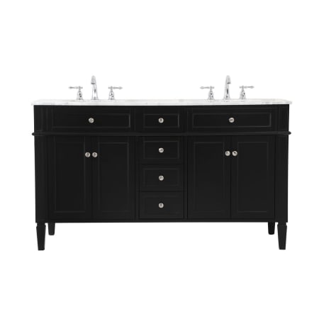 Elegant Lighting Park Avenue 60" Free Standing Double Basin Vanity Set with Cabinet and Marble Vanity Top Black
