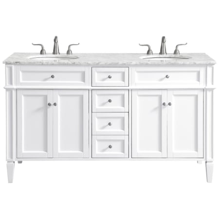 Elegant Lighting Park Avenue 60" Free Standing Double Basin Vanity Set with Cabinet and Marble Vanity Top White