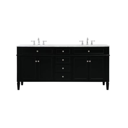 Elegant Lighting Park Avenue 72" Free Standing Double Basin Vanity Set with Cabinet and Marble Vanity Top Black