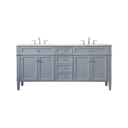Elegant Lighting Park Avenue 72" Free Standing Double Basin Vanity Set with Cabinet and Marble Vanity Top Grey