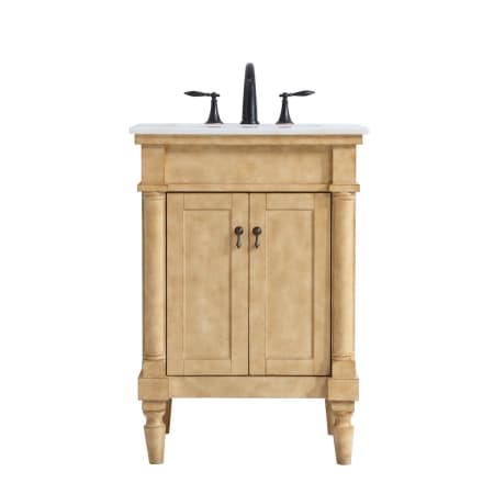 Elegant Lighting Lexington 24" Free Standing Single Basin Vanity Set with Cabinet and Marble Vanity Top Antique Beige