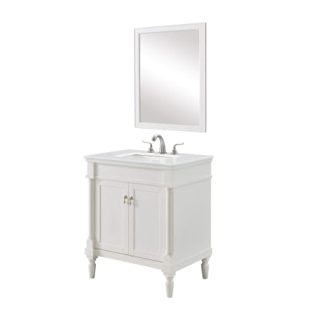 Elegant Lighting Lexington 30" Free Standing Single Basin Vanity Set with Cabinet and Engineered Stone Vanity Top Antique White