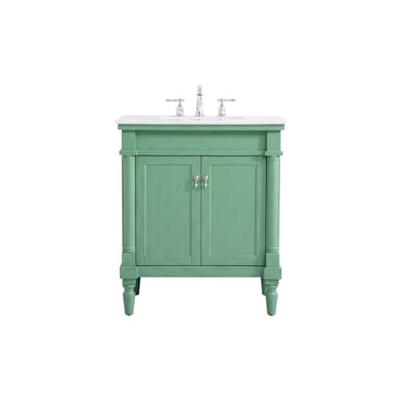 Elegant Lighting Lexington 30" Free Standing Single Basin Vanity Set with Cabinet and Engineered Stone Vanity Top Vintage Mint