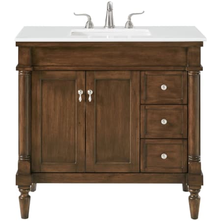 Elegant Lighting Lexington 36" Free Standing Single Basin Vanity Set with Cabinet and Quartz Vanity Top Walnut