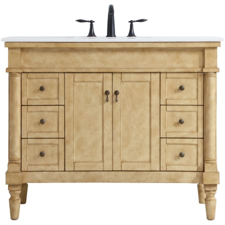 Elegant Lighting Lexington 42" Free Standing Single Basin Vanity Set with Cabinet and Quartz Vanity Top Antique Beige