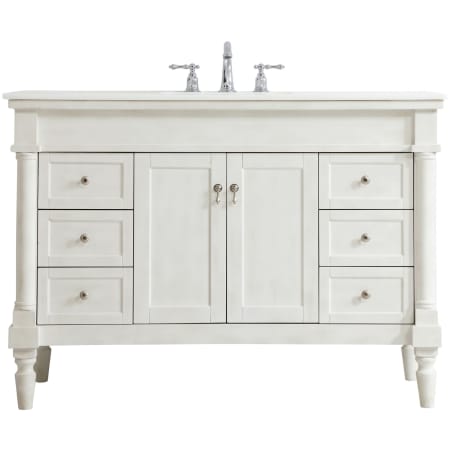 Elegant Lighting Lexington 48" Free Standing Single Basin Vanity Set with Cabinet and Quartz Vanity Top Antique White