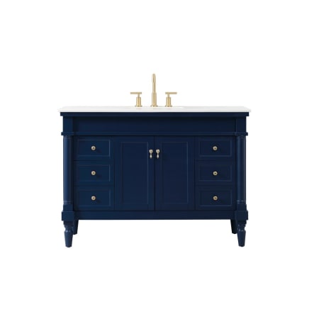 Elegant Lighting Lexington 48" Free Standing Single Basin Vanity Set with Cabinet and Marble Vanity Top Blue