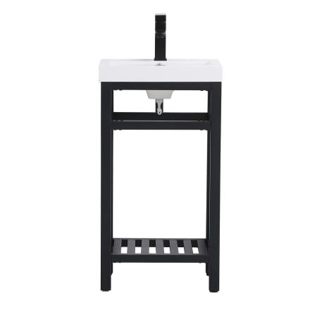 Elegant Lighting Raya 18" Specialty Cast Iron Console Bathroom Sink with Overflow and 1 Faucet Holes Black