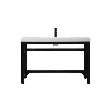 Elegant Lighting Raya 48" Rectangular Iron Console Bathroom Sink with Single Faucet Hole Black