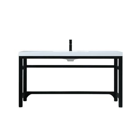 Elegant Lighting Raya 60" Free Standing Single Basin Vanity Set with Cabinet and Resin Vanity Top Black
