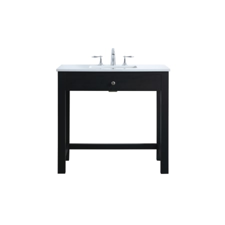 Elegant Lighting Hudson 36" Free Standing Single Basin Vanity Set with Cabinet and Marble Vanity Top Black