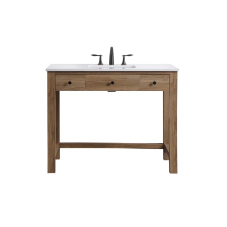 Elegant Lighting Hudson 42" Free Standing Single Basin Vanity Set with Cabinet and Marble Vanity Top Natural Oak