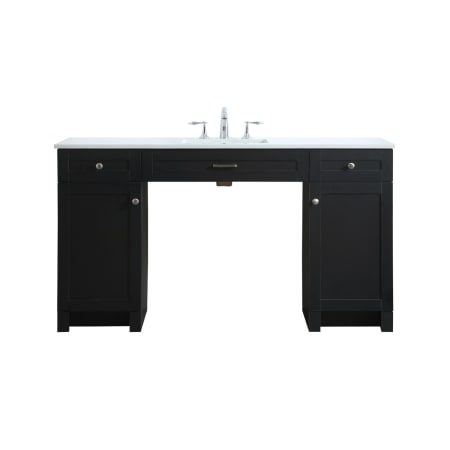 Elegant Lighting Cooper 60" Free Standing Single Basin Vanity Set with Cabinet and Marble Vanity Top Black