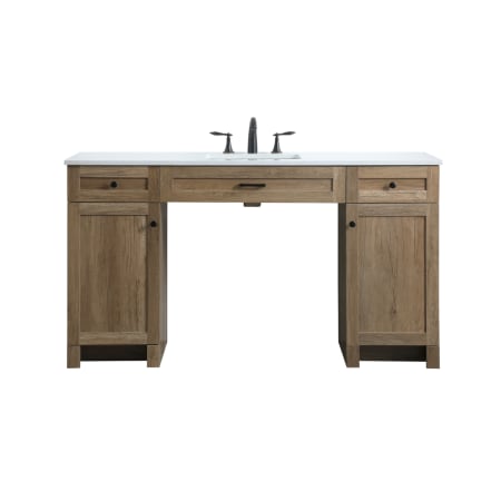 Elegant Lighting Cooper 60" Free Standing Single Basin Vanity Set with Cabinet and Marble Vanity Top Natural Oak