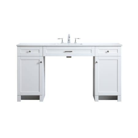 Elegant Lighting Cooper 60" Free Standing Single Basin Vanity Set with Cabinet and Marble Vanity Top White
