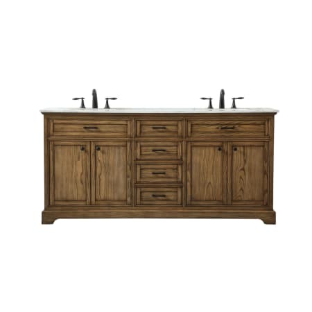 Elegant Lighting Americana 72" Free Standing Double Basin Vanity Set with Cabinet and Marble Vanity Top Driftwood