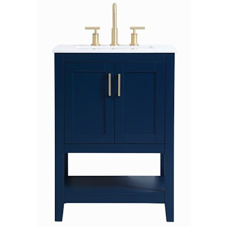 Elegant Lighting Audy 24" Free Standing Single Basin Vanity Set with Cabinet and Engineered Marble Vanity Top Blue