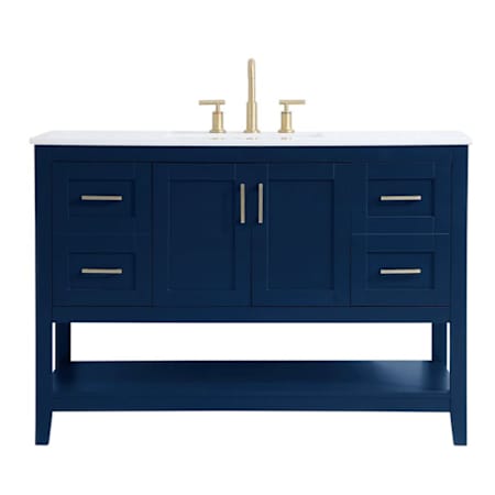 Elegant Lighting Audy 48" Free Standing Single Basin Vanity Set with Cabinet and Engineered Marble Vanity Top Blue