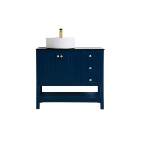Elegant Lighting Ralph 36" Free Standing Single Basin Vanity Set with Cabinet and Glass Vanity Top Blue