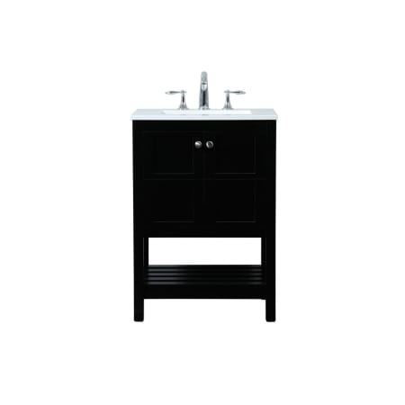 Elegant Lighting Theo 24" Free Standing Single Basin Vanity Set with Cabinet and Engineered Marble Vanity Top Black