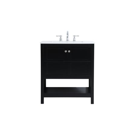 Elegant Lighting Theo 30" Free Standing Single Basin Vanity Set with Cabinet and Engineered Marble Vanity Top Black