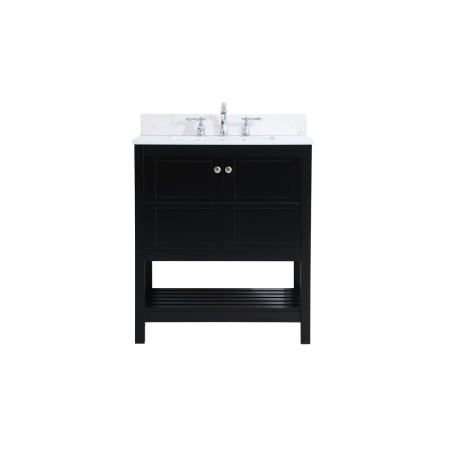 Elegant Lighting Theo 30" Free Standing Single Basin Vanity Set with Cabinet, Engineered Marble Vanity Top, and Backsplash Black
