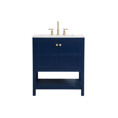 Elegant Lighting Theo 30" Free Standing Single Basin Vanity Set with Cabinet and Engineered Marble Vanity Top Blue