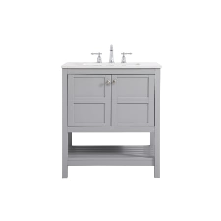 Elegant Lighting Theo 30" Free Standing Single Basin Vanity Set with Cabinet and Engineered Marble Vanity Top Grey