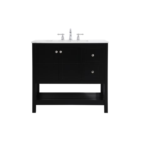 Elegant Lighting Theo 36" Free Standing Single Basin Vanity Set with Cabinet and Engineered Marble Vanity Top Black