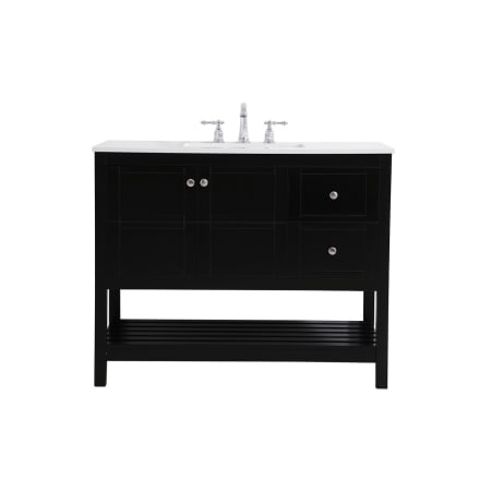 Elegant Lighting Theo 42" Free Standing Single Basin Vanity Set with Cabinet and Engineered Marble Vanity Top Black