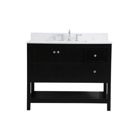 Elegant Lighting Theo 42" Free Standing Single Basin Vanity Set with Cabinet, Engineered Marble Vanity Top, and Backsplash Black